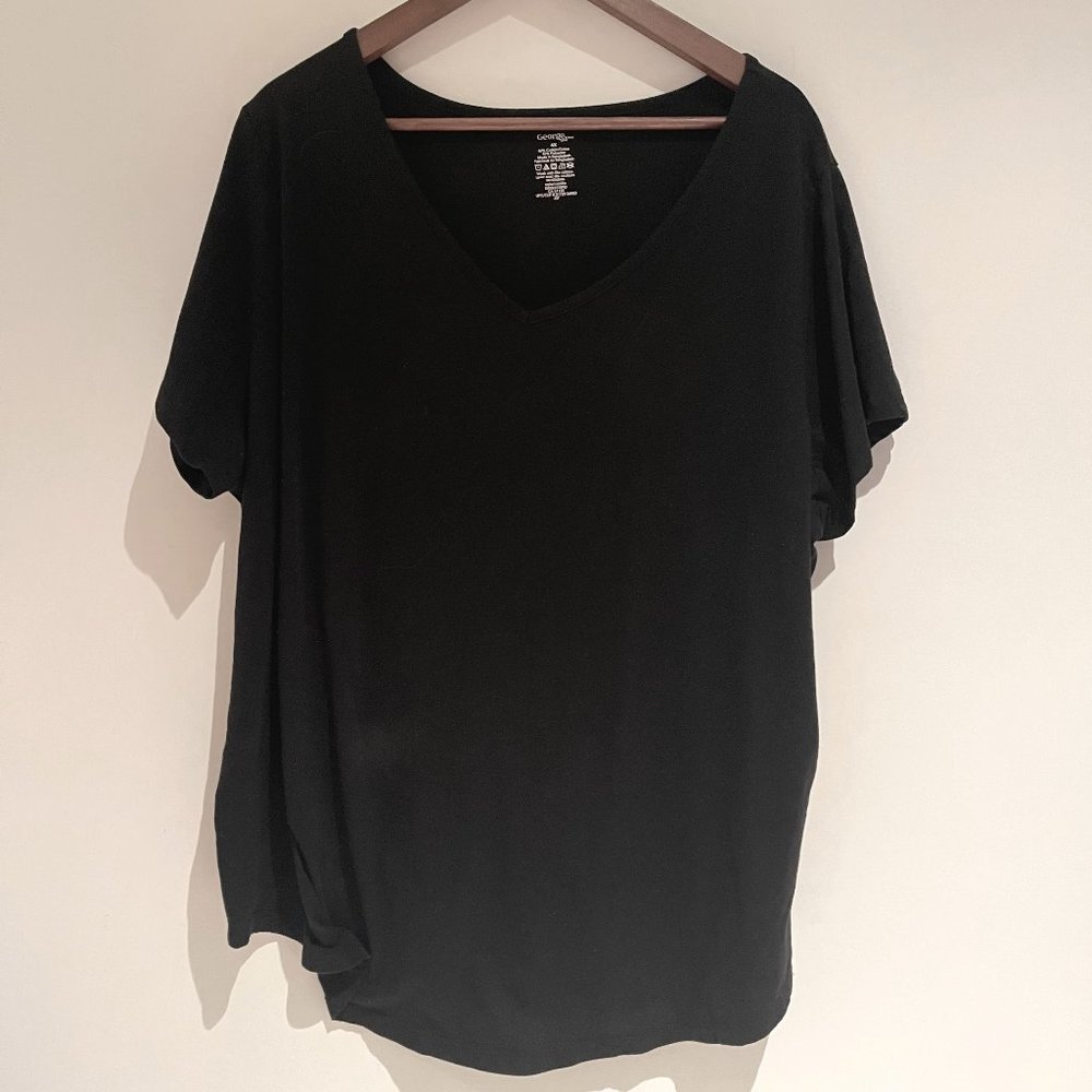 George Plus Women Black Short Sleeve Pullover T Shirt Size 4X